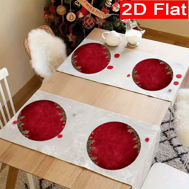 VIKAMA Platzset Set 6er Pack Weihnachten Design mit Tannenzapfen und Beeren in Rot - Bild 4