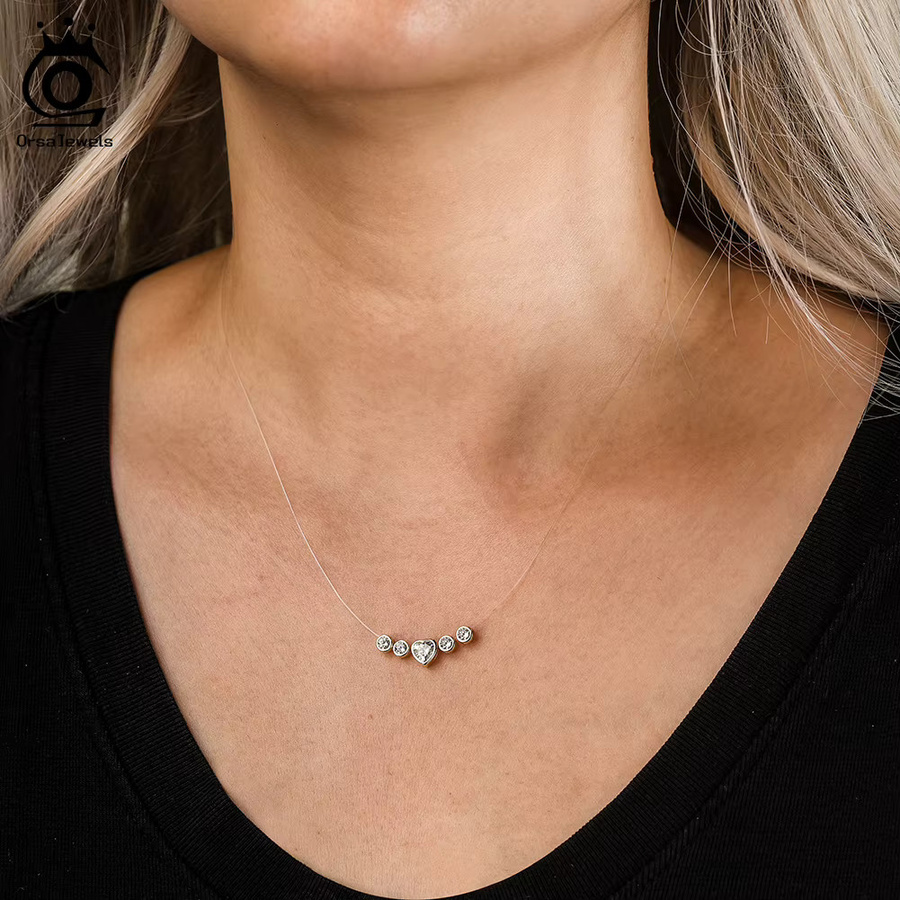 ORSA JEWELS Halskette, 925 Silber, Zirkonia, Herz - Bild 3