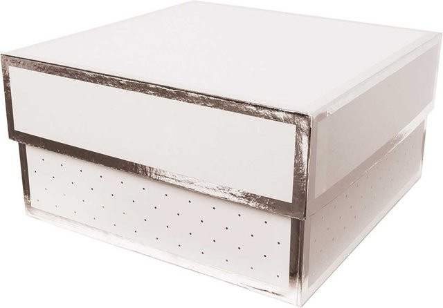 Rico Design Paper Poetry Geschenkschachtel eckig weiß silber B/T/H: 15 x 15 x 8 cm - Bild 1
