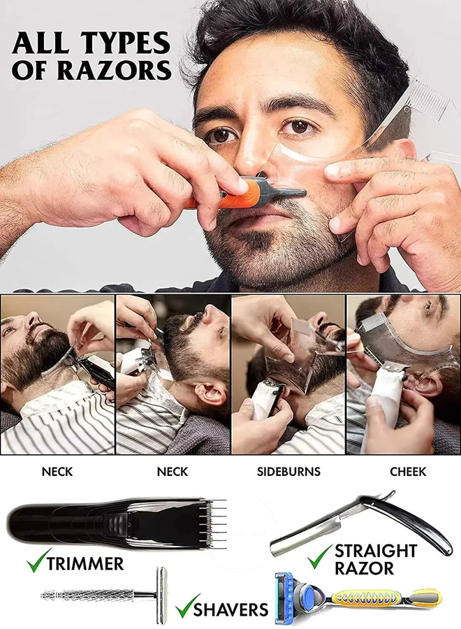 RUZOFO Bart-Styling-Vorlage, Schablone und Bartkamm für Herren - Bild 5