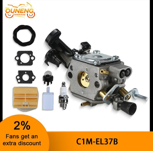 Husqvarna Vergaser Set für Kettensägen C1M-EL37B 506450401 in Silber, passend für Husqvarna 445, 450, 445E, 450E und Jonsered CS2245S - Bild 1