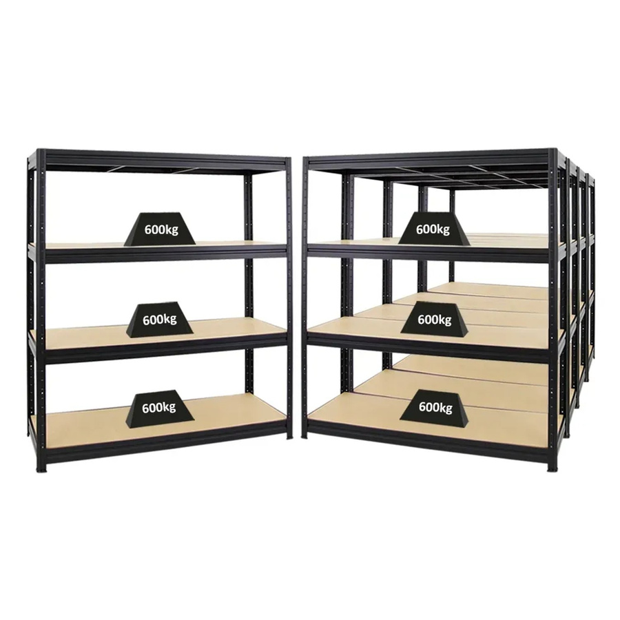 5x PROREGAL Schwerlastregal Dino Set, Schwarz, H x B x T: 180 x 160 x 60 cm, Fachlast 600 kg, mit verstellbaren MDF-Holzböden - Bild 2