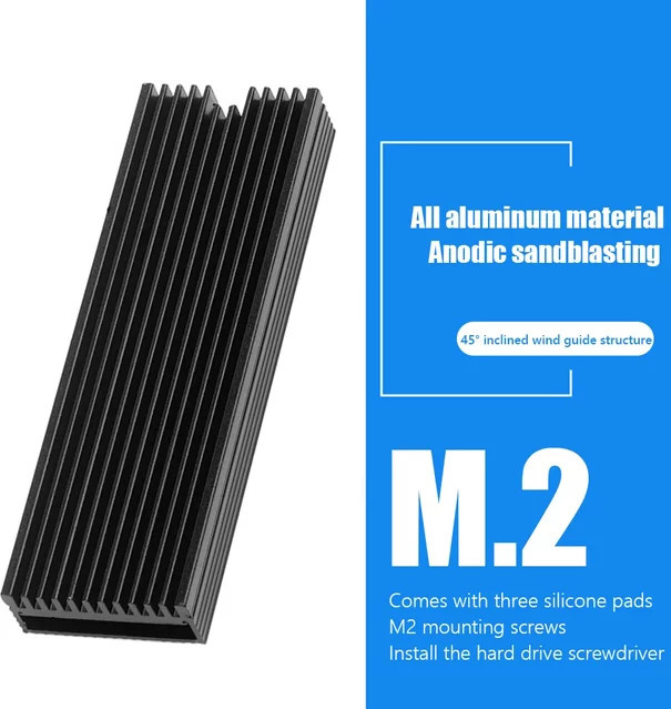 LAIMANEI M.2 NVMe Kühlkörper aus Aluminiumlegierung mit Wärmeleitpad für SSDs - Bild 1