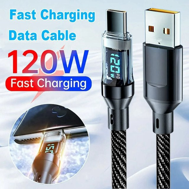 USB-C zu USB-C Schnellladekabel 120W Lade- und Datenkabel in Schwarz - Bild 1