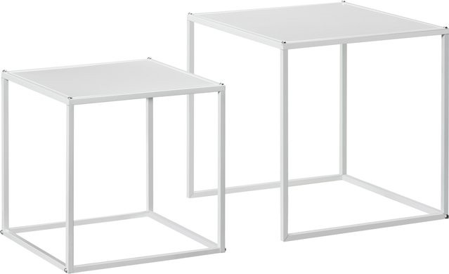 HOMCOM 2er-Set Couchtisch in modernem Design mit Stahlgestell, Weiß - Bild 1
