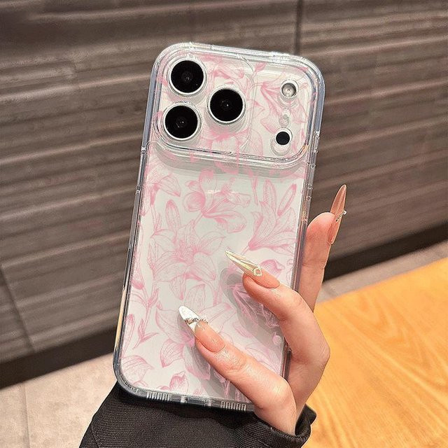 Transparente Handyhülle mit Blumenblättern für Samsung Galaxy S26 Ultra, S26 Plus, S25 FE und weitere Modelle, TPU Schutzhülle in Transparent - Bild 1