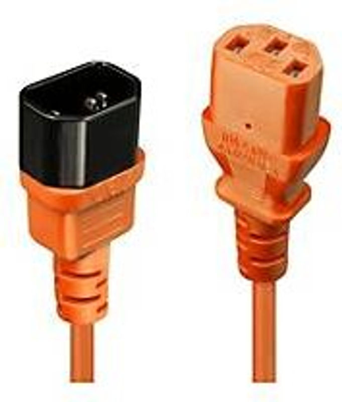 Lindy Strom Verlängerungskabel mit Kaltgeräte-Stecker C14 und Kaltgeräte-Buchse C13 in Orange, 2,00 m - Bild 2