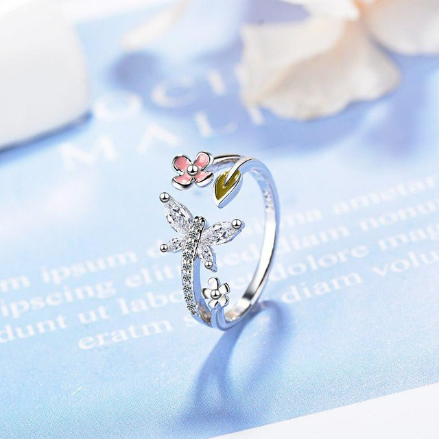 Ring 925 Silber, Schmetterling, Zirkonia, Damen - Bild 1