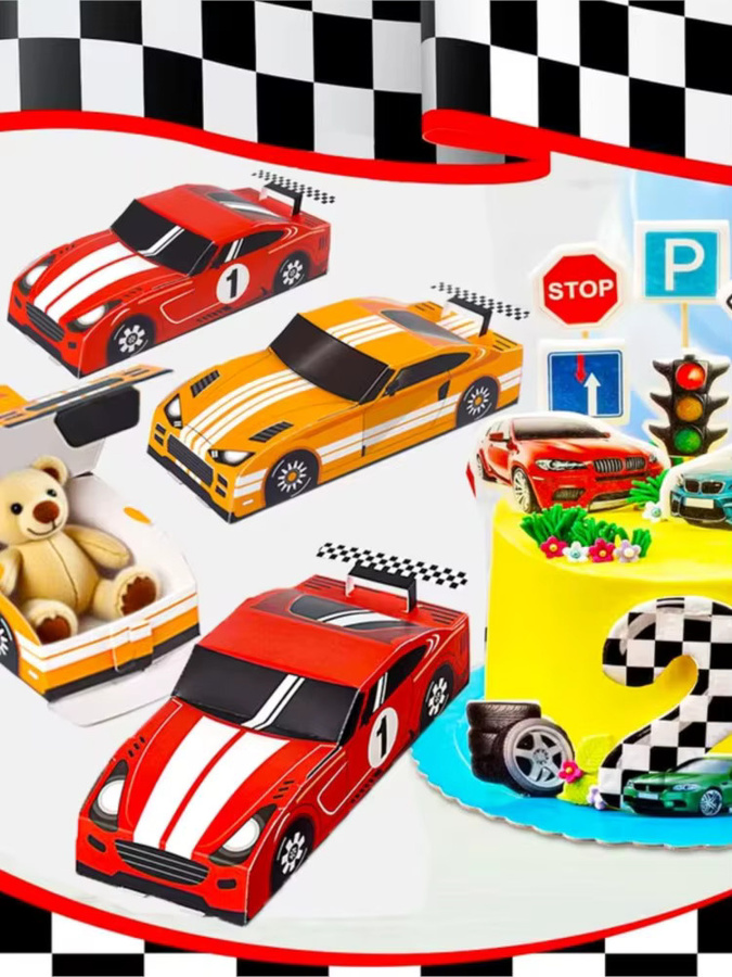 ZQNYCY Racing Auto Thema Geschenkboxen aus Papier für Kindergeburtstage und Partys, Rot, 10 oder 20 Stück - Bild 6