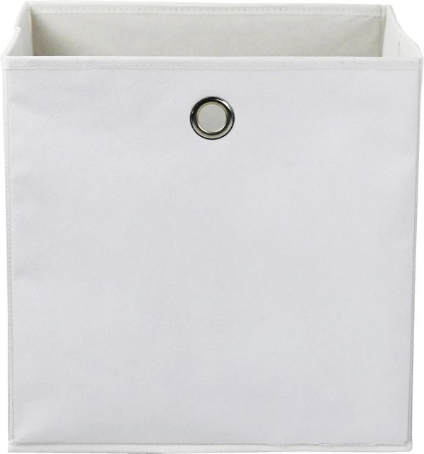 Based Faltbox Fibi in Weiß, faltbare Aufbewahrungsbox aus Karton und Stoff, B/T/H: 30,0 x 30,0 x 30,0 cm - Bild 1