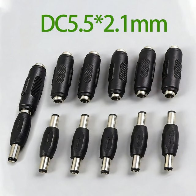 JCD DC Power Adapter Set DC 5,5 x 2,1 mm Stecker auf Stecker und Buchse auf Buchse für CCTV Kamera Panel Montage, Schwarz - Bild 1
