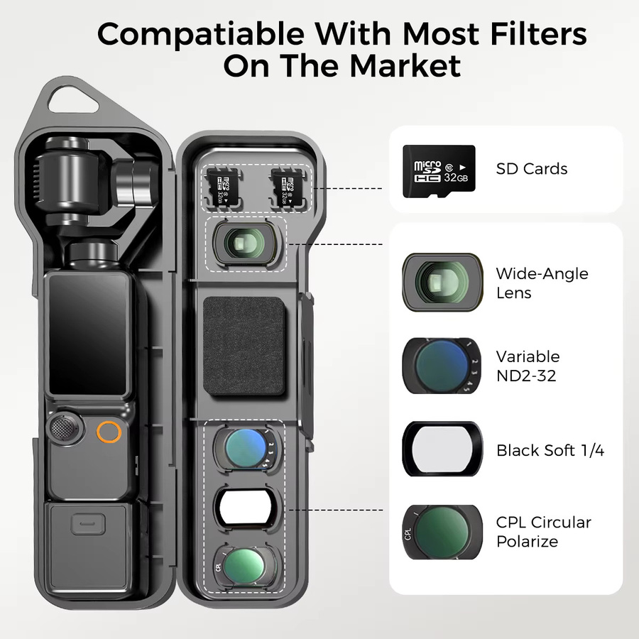Hartschalen-Etui für DJI Osmo Pocket 4 und Osmo Pocket 3, kratzfeste Schutzhülle und Aufbewahrungstasche mit Trageriemen - Bild 2