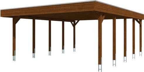Skan Holz Carport Friesland in Nussbaum Braun B/T: 557 x 708 cm, Höhe: 254 cm - Bild 3