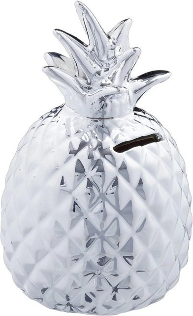 Abschließbare Relaxdays Spardose Ananas aus Keramik in Silber, B: 16 cm, T: 9 cm, H: 3 cm - Bild 1