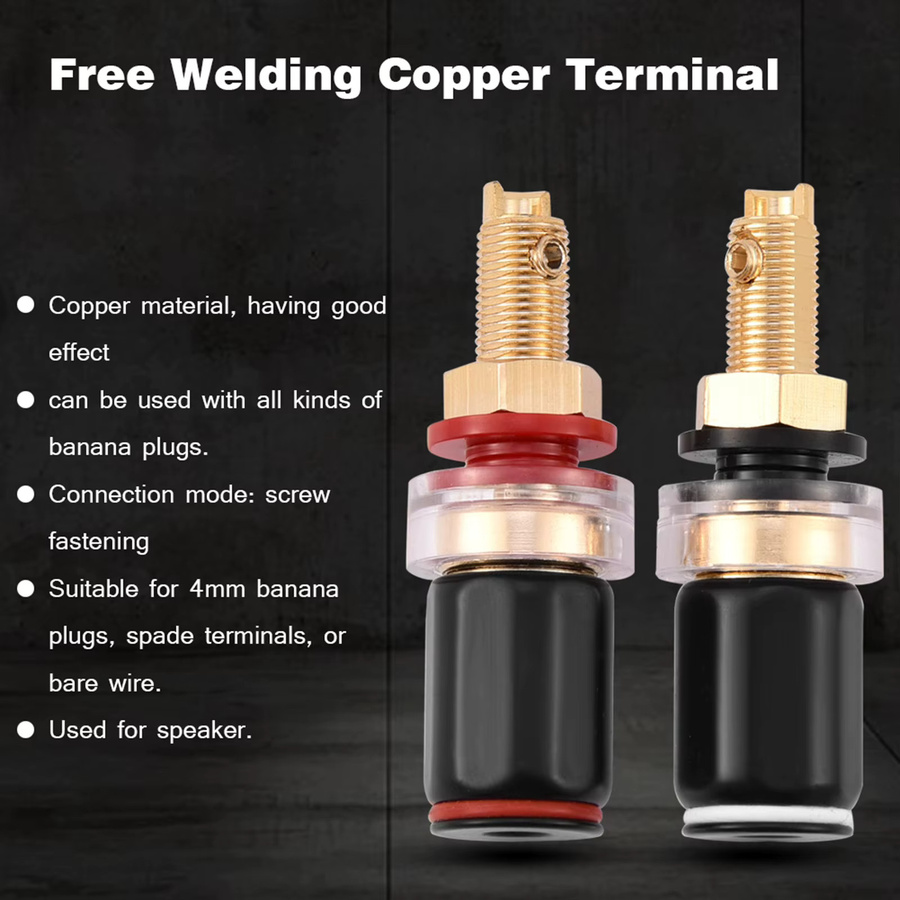VBESTLIFE Kupfer Lautsprecher Verstärker Terminal für 4mm Bananen Stecker, Schwarz & Rot - Bild 3