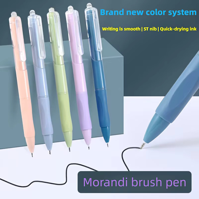 6er-Pack Morandi Exam-Taking Pen Macaron Neutralstifte mit schwarzer Kohlenstofftinte, wasserfest und schnell trocknend, Farbe: Gelb - Bild 2
