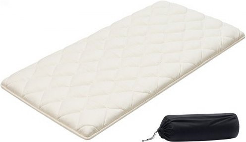 VEVOR Japanische Tatami-Matte Twin Size, faltbare Futon-Matratze mit Aufbewahrungstasche und Verschlüssen, 9-lagige Bodenmatte in Weiß, B/T/H: 203,2 x 99,1 x 6,35 cm - Bild 1