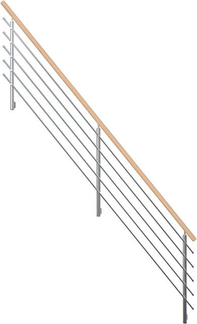 StarWood Edelstahlgeländer Flex mit Rundhandlauf aus Buche in Silber, Länge: 300 cm - Bild 1