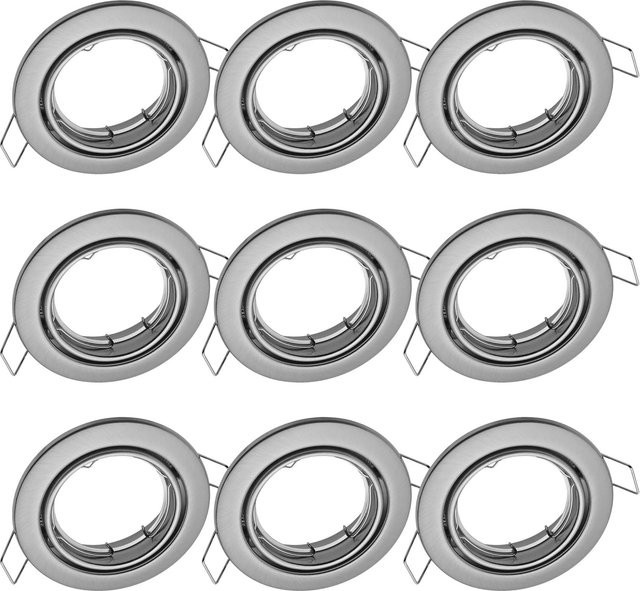 Oktaplex 9er Set Dijon Deckeneinbaustrahler schwenkbar aus Edelstahl gebürstet in Silber für LED-Module GU10 - Bild 1