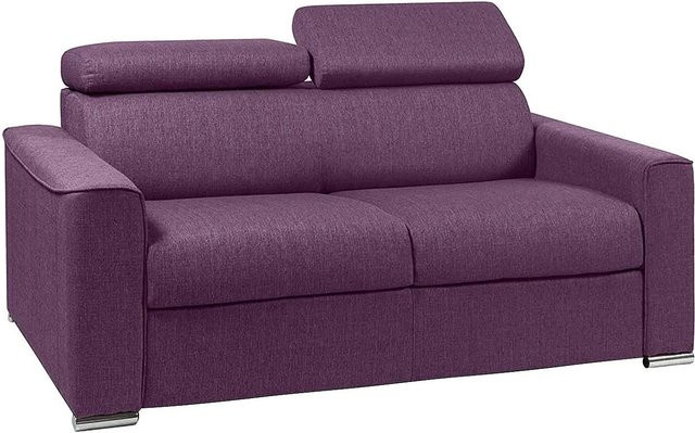 Vente-unique Schlafsofa Vizir in Violett mit verstellbarer Kopfstütze und Stoffbezug, Breite: 176 cm - Bild 1