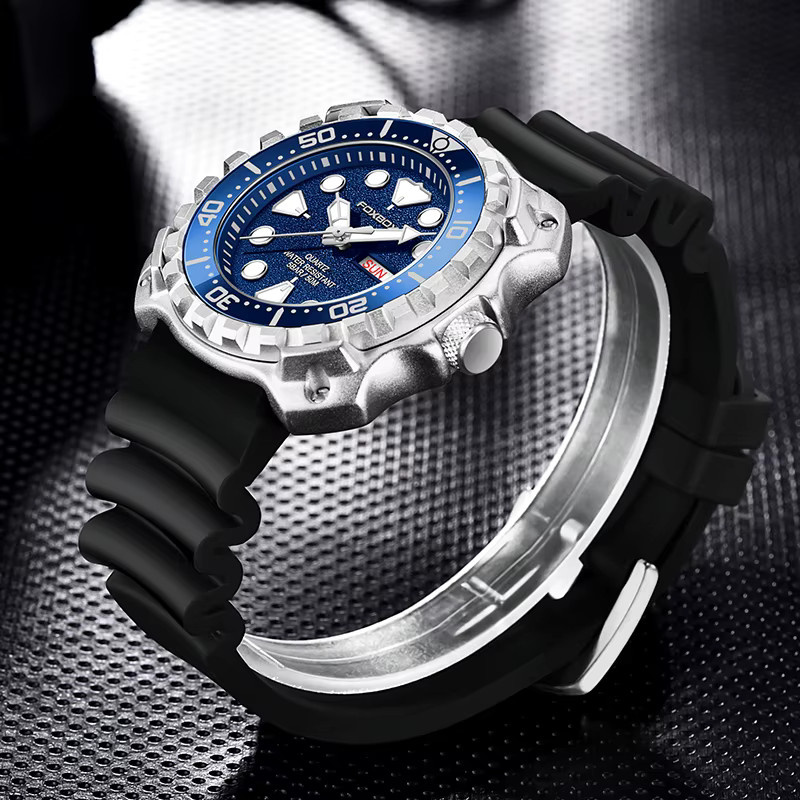 FOXBOX Armbanduhr Quarz, Silikon, Blau, Herren - Bild 2