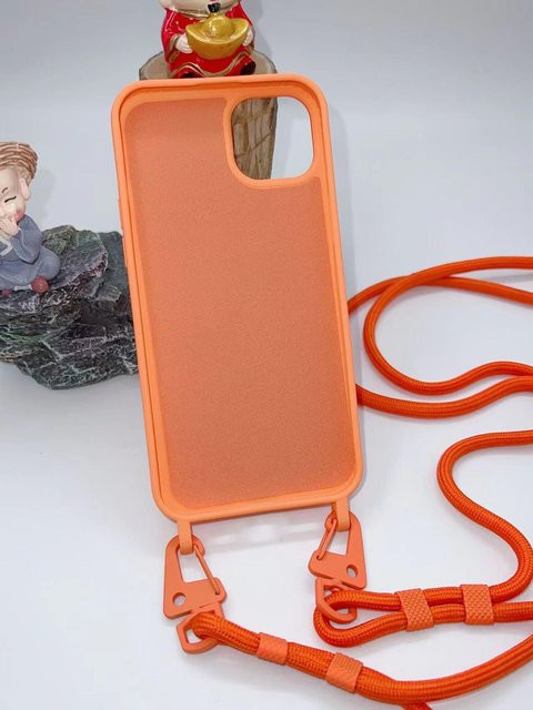 Xou Xou Crossbody Lanyard Halskette mit Handyhülle für iPhone 11 bis 16 Pro Max, transparent/orange - Bild 1