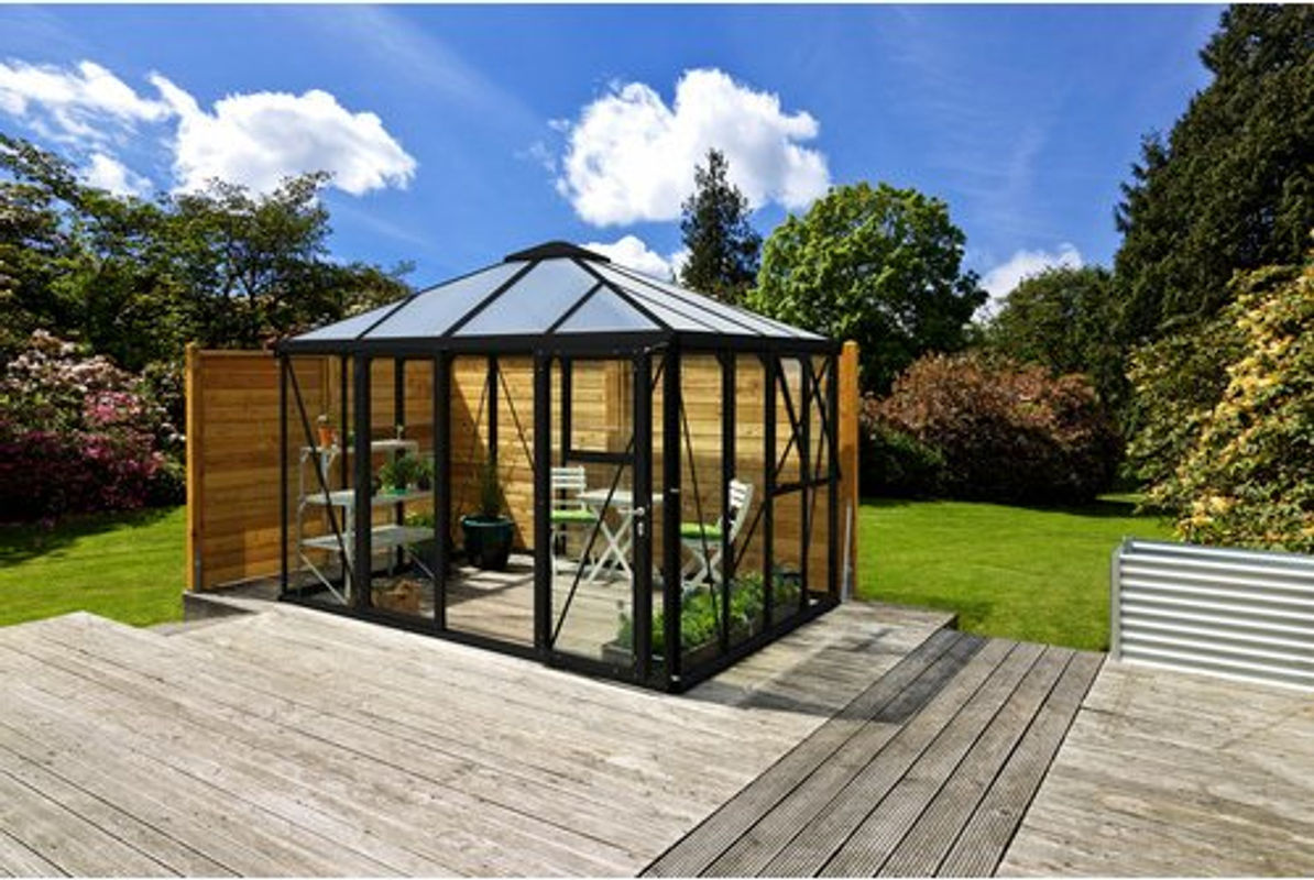Vitavia Gewächshaus-Pavillon Minos in Schwarz mit Aluminiumrahmen und Polycarbonat-Verglasung, 10,2 m² - Bild 4