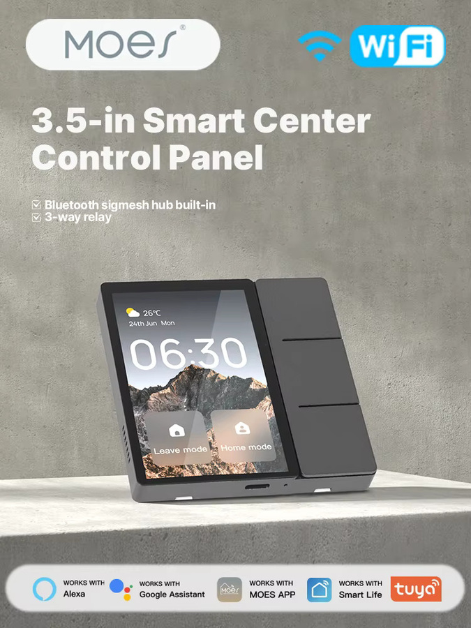 MOES Tuya Smart Center Touch-Bedienfeld mit 3,5-Zoll-Display, 3 Relais, physischen Tasten sowie integriertem Bluetooth und Zigbee Hub via WiFi - Bild 4
