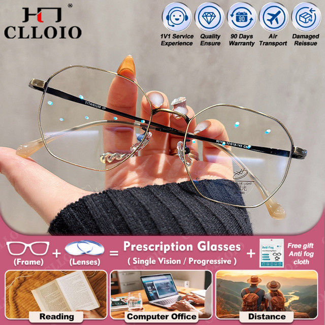 CLLOIO Korrektionsbrille, Polygon, Damen, Vollrand, Metall, Blaulichtfilter - Bild 1