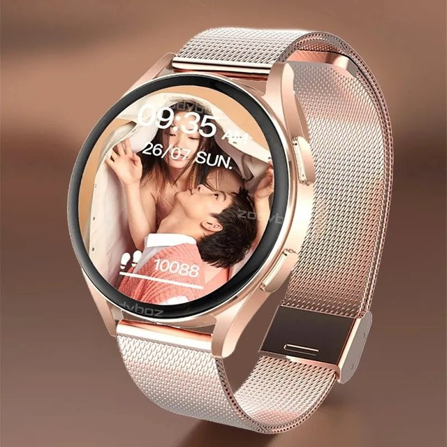 BOALZETD Smartwatch, Damen, Schwarz, Roségold, 1,32 Zoll Display - Bild 1