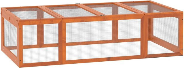 PawHut Kleintierstall mit Freilaufgehege aus Tannenholz in Orange, B/H/T: 90 x 180 x 48 cm - Bild 1