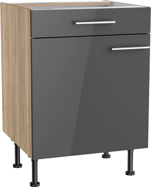 Optifit Küchen-Unterschrank Jonte in Anthrazit-Wildeiche, B/T/H: 60 x 58,4 x 87 cm - Bild 1