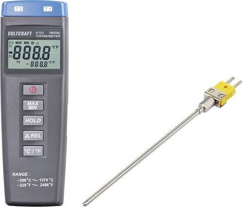 Voltcraft K102 + TP 200 Temperatur-Messgerät mit Fühler-Typ K in Grau - Bild 1