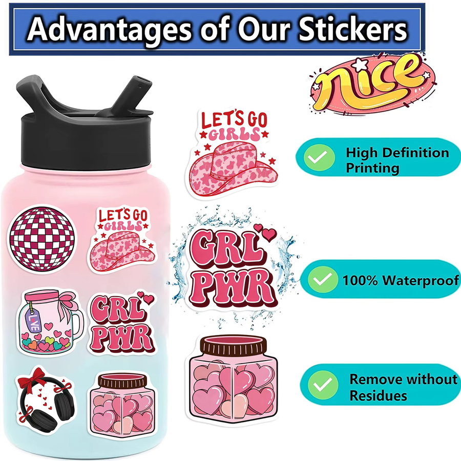 lanxihaibao Retro Downtown Y2K Cherry Girl Graffiti PVC-Aufkleber, 50-teiliges Set - Bild 3