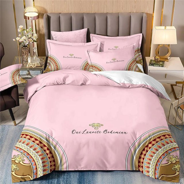 Binchi Fitness Luxus-Bettwäsche-Set mit 3D-Druck in Pink, weiches Polyester-Bettwäsche-Set bestehend aus Bettbezug und Kissenbezügen, B/H: 200 x 230 cm - Bild 1