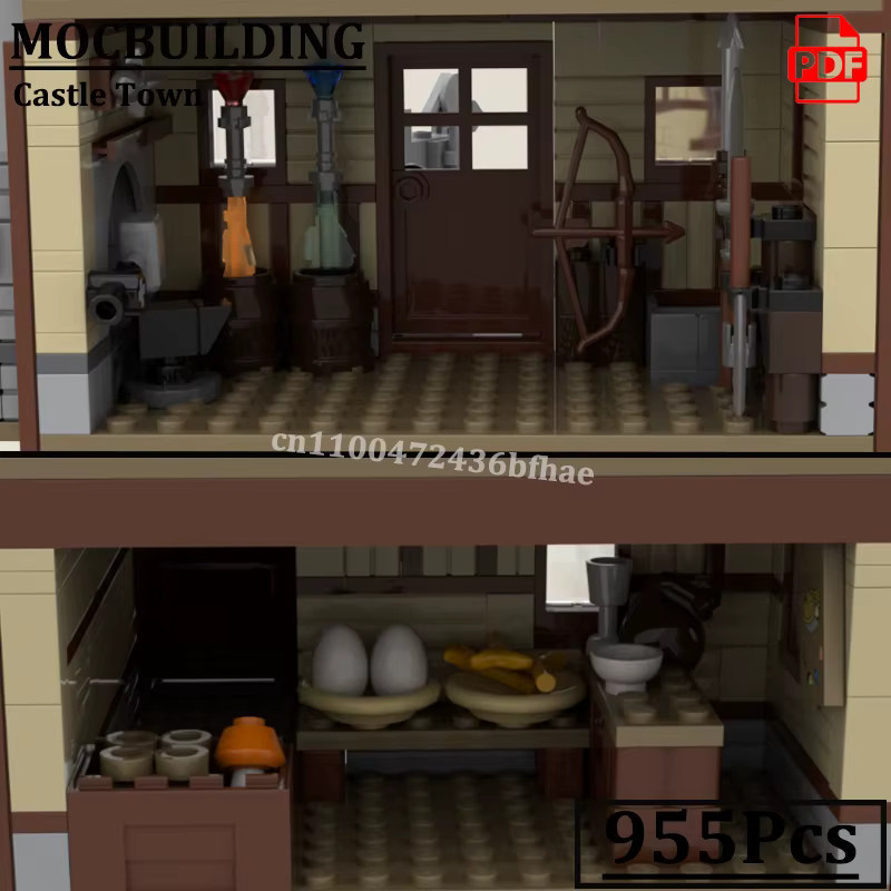 MOCBUILDING Castle Town Mittelalterliches Gebäude Set mit Löwen, Boot und Brunnen im The Legend of Zelda Design, Mehrfarbig - Bild 2