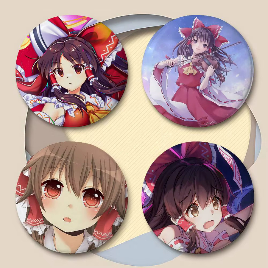Bilibili Anstecknadel Reimu Hakurei Anime, Runde Brosche - Bild 4