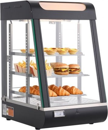 VEVOR 3-stöckige Wärmetheke mit LED-Beleuchtung, 57 l, 800 W, Schwarz - Bild 1