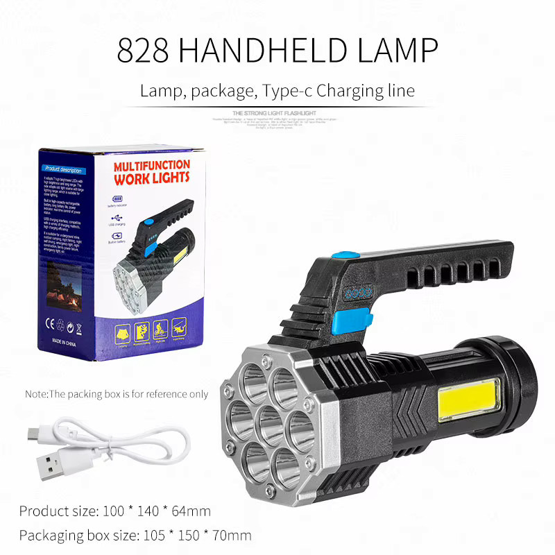 ESMARTER Wiederaufladbare LED-Taschenlampe mit 7 LEDs und COB-Seitenlicht in Schwarz - Bild 6