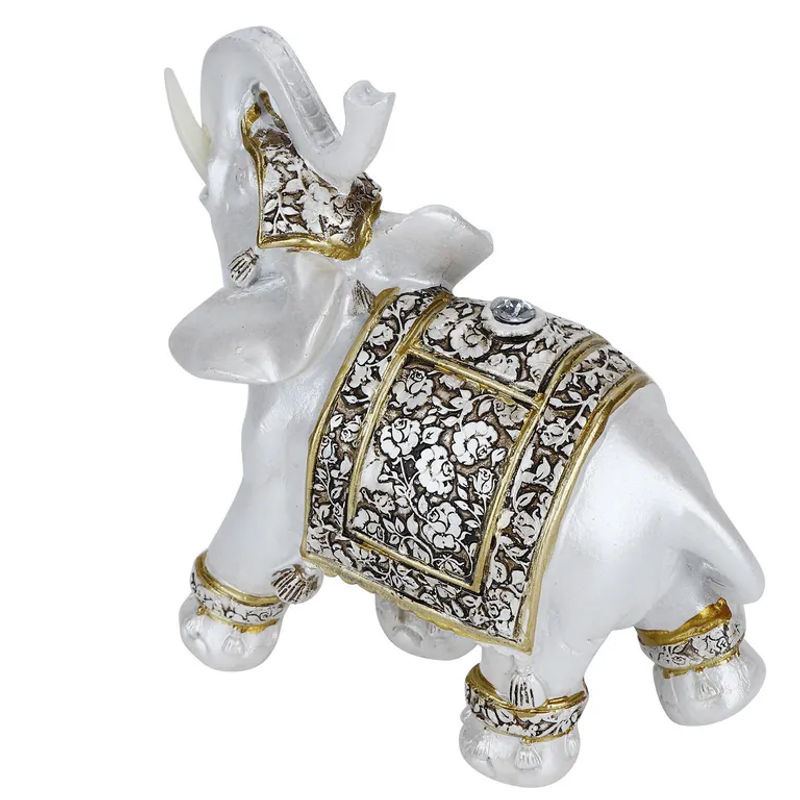 Tooarts Tierfigur aus Kunstharz in Gold und Weiß mit floralem Design als orientalische Dekoration - Bild 2