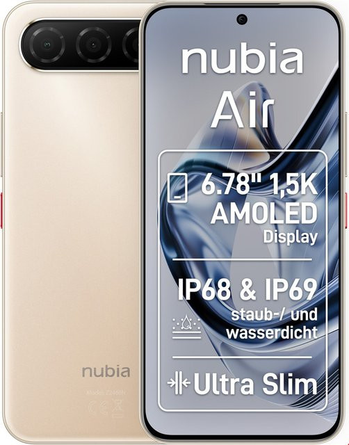 Nubia Air 5G Smartphone mit 256 GB Speicher und 8 GB RAM in Titan-Wüste/Sand/Gold mit 6,78 Zoll AMOLED Display - Bild 1