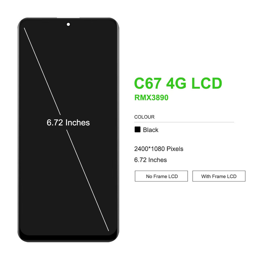 Realme C67 4G RMX3890 Ersatz LCD-Displayrahmen mit Touchscreen-Digitizer Baugruppe in Schwarz, 6,72 Zoll - Bild 3
