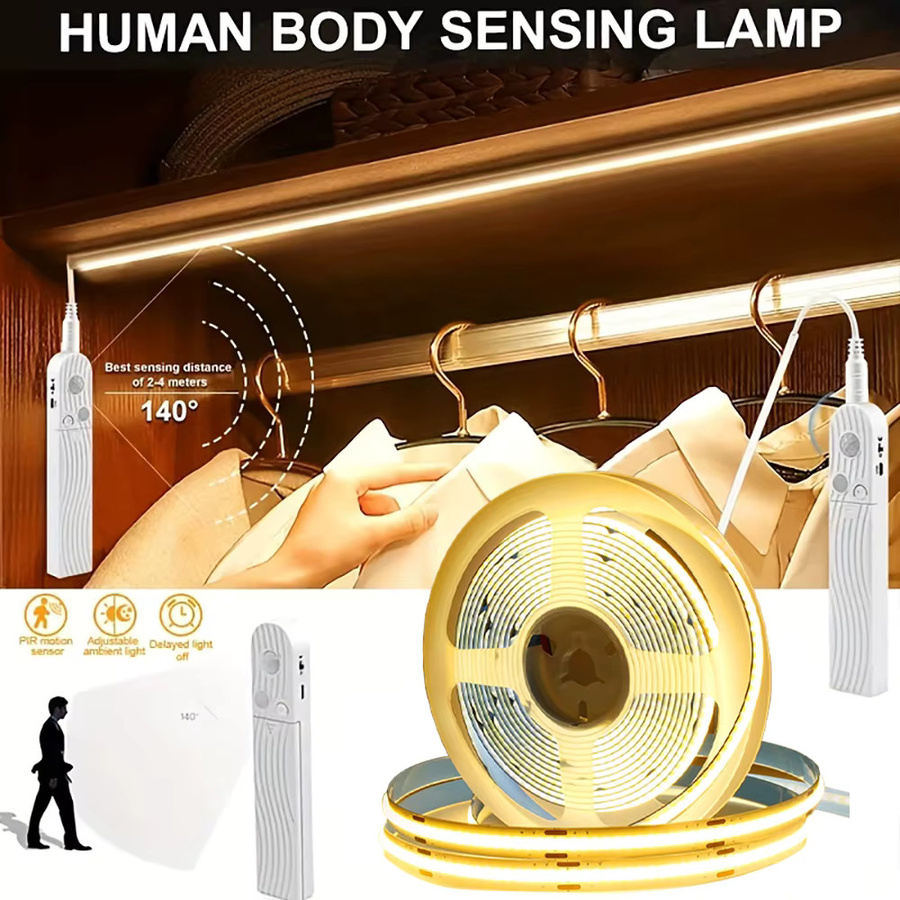 Mikenoon COB LED-Lichtleiste mit Bewegungsmelder, batteriebetrieben, weiß, 240 cm Länge - Bild 2