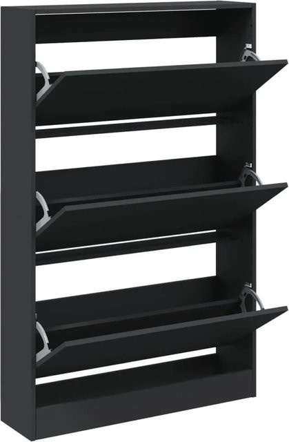 vidaXL Schuhschrank Schwarz aus Holzwerkstoff mit Kippfächern, B/T/H: 80 x 21 x 125,5 cm - Bild 1