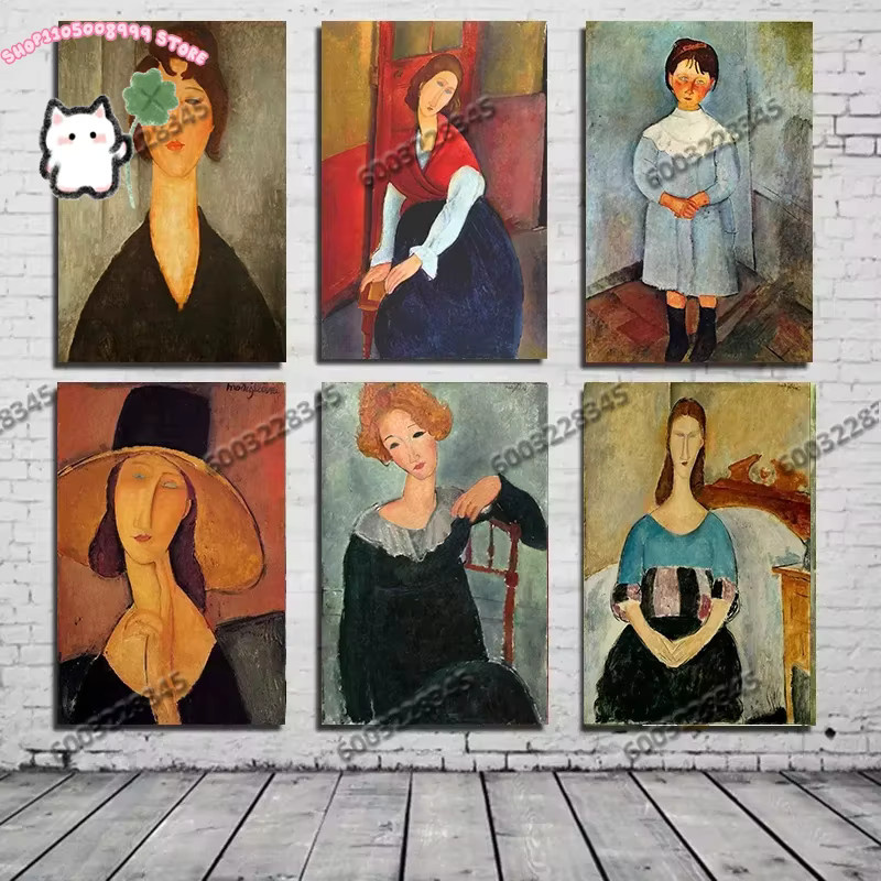Moderne Leinwandmalerei Potdemiel Amedeo Modigliani Abstract Wandkunst Poster in Mehrfarbig - Bild 2