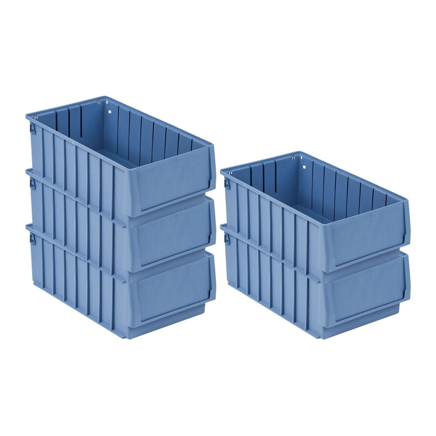 PROREGAL SparSet 5 x Sichtlagerkasten Regalkasten 400 BH mit Etikett und Schutzhaube, Blau, H: 14 cm, B: 23,4 cm, T: 40 cm - Bild 2