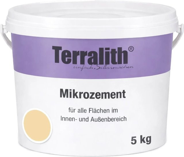 Terralith Mikrozement Fix & Fertig LFC0161 in Beige/Gelb, 5 kg für 3,5 qm, Körnung 0-2 mm, wasserbasiert - Bild 1