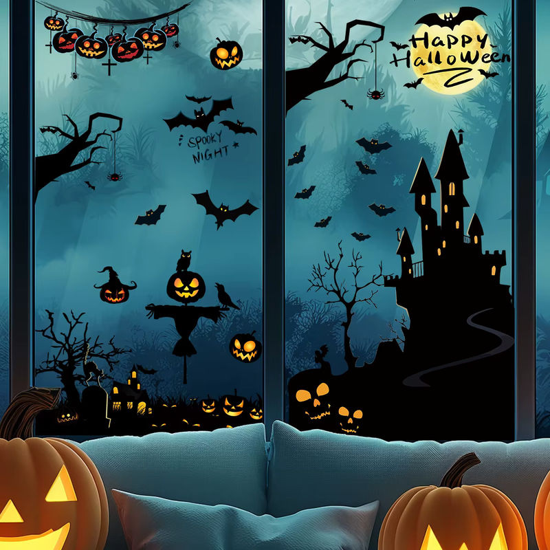 3er-Set BRUP Halloween Fensteraufkleber mit Fledermaus-Silhouette in Schwarz und Mehrfarbig für deine Dekoration - Bild 4