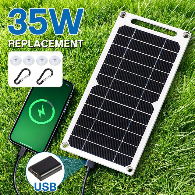 luxuglow 35W Sunpower Tragbares Solarpanel mit USB-Stabilisator für Powerbank und Smartphone, ideal für Outdoor, Camping und Wohnmobile - Bild 1
