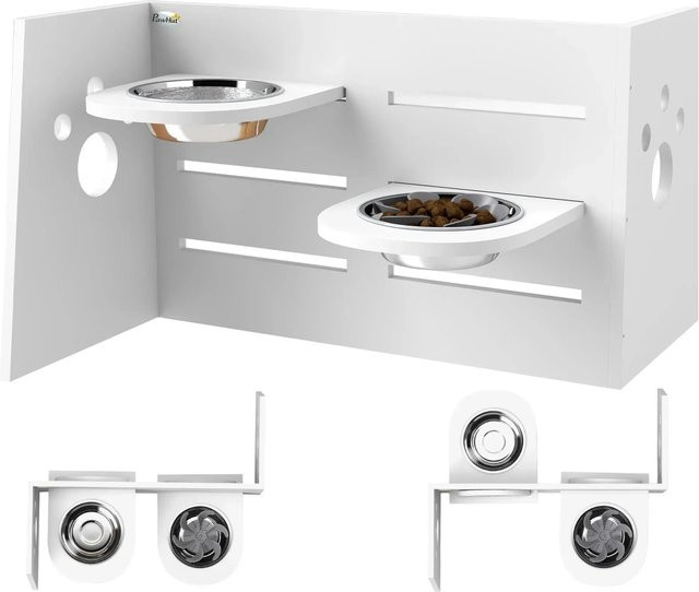 PawHut Höhenverstellbarer Hundenapf aus MDF und Stahl in Weiß, B/H/T: 58,5 x 40 x 63 cm - Bild 1